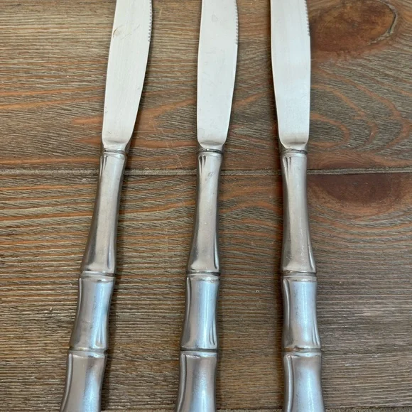 Rebacraft Reed & Barton Stainless Bamboo Flatware Oval Handle 7 Butter Knives